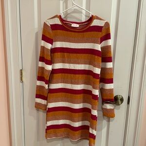 Pink lily striped sweater dress